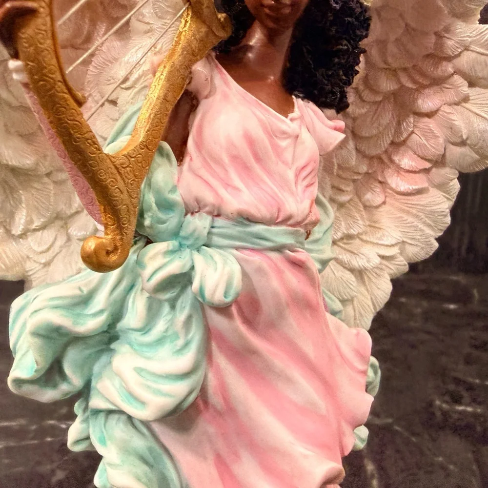 Angel Playing Harp Figurine